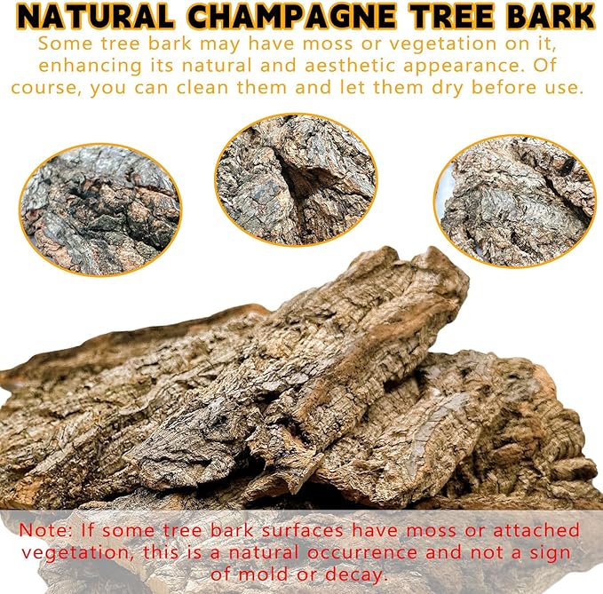 BNOSDM Reptile Terrarium Bark Substrate Bedding Tortoise Natural Cork Bark Reptile Climbing Mat Habitat Decor for Lizard Snake Spiders Hermit Crabs Tarantula Geckos Bearded Dragons (0.7 LB)-Mewly Pet