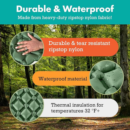 Ultralight Sleeping Mat - Inflatable & Compact Camping Air Mattress for Backpacking, Hiking- New