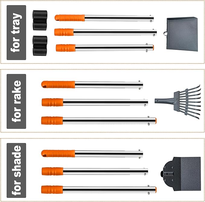 Niubya Pooper Scooper for Dogs, Metal Poop Scooper Tray Spade and Rake Set, Poop Scoop with Adjustable Long Handle, Dog Pooper Scooper for Pet Waste Removal-Mewly Pet