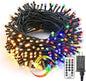 Brizled Christmas Tree Lights, 115ft 300 LED Color Changing Christmas Lights with Remote, 11 Modes Warm White & Multicolor Light String Connectable 24V Xmas Light Green Wire for Xmas Home