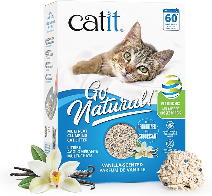 Catit Go Natural Plant-Based Cat Litter, Sustainable and Eco-Friendly, 99% Dust-Free, Low Tracking, High Absorption, Odor Control, Easy to Scoop-Mewly Pet