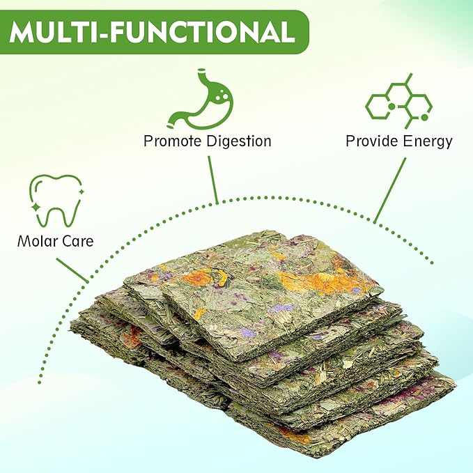 Fhiny 24 PCS Rabbit Timothy Hay Chips Toys, Natural Bunny Molar Treats with Herbal Flowers Rabbit Chew Toys for Teeth Small Animal Snacks for Rats Chinchillas Guinea Pigs Hamsters-Mewly Pet