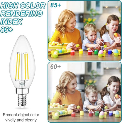Cotanic Dimmable E12 Candelabra LED Bulb 5000K Daylight 60W Equivalent, Ceiling Fan Light, Type B Candle C35 Filament Chandelier Clear Glass, 600LM, 6 Pack