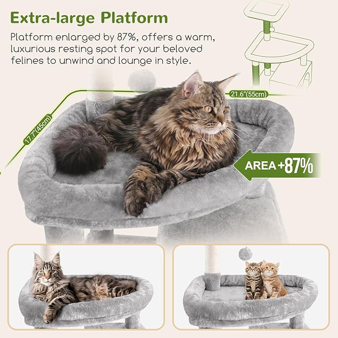 Globlazer Giant Cat Tree, 83 inch Cat Tree for Indoor Cats Large Adult, XXL Cat Tower with 9 Scratching Posts for 20lb+ Heavy Duty Large Adult Cats, F83, Light Grey-Mewly Pet