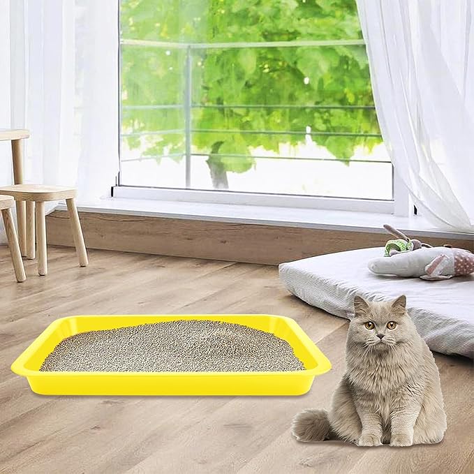 4 Pcs Open Small Kitten Litter Box, 15x12x1.4 Inch Low Entry Mini Open Cat Litter Box Rabbit Litter Pan Portable Shallow Litter Box Waterproof Travel Toilet for Bunny Guinea Pig Small Pet-Mewly Pet