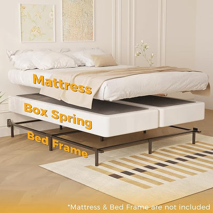 Split King Box Spring 5 Inch, Easy Assembly Bed Foundation, Heavy Duty Low Profile Metal Box Spring King with Fabric Cover, Noise Free