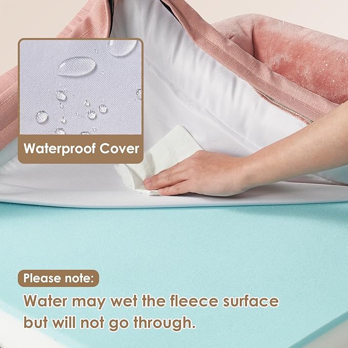 EHEYCIGA Orthopedic Dog Bed for Medium Dogs, Waterproof Memory Foam Medium Dog Beds with Sides, Non-Slip Bottom and Egg-Crate Foam Pet Couch Bed with Washable Removable Cover, Dusty Pink-Mewly Pet