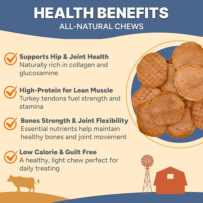 Gaines Family Farmstead Turkey Tendon Chips for Dogs – 5 oz, Natural Single-Ingredient Dog Treats, High-Protein Crunchy Chews, Rawhide Alternative, Grain-Free, Made in USA-Mewly Pet