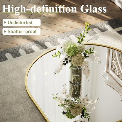 HARRITPURE 32"x48" Arched Bathroom Mirror - Gold Wall Mounted Vanity Mirror Aluminum Alloy Frame Large Arch Wall Mirror for Living Room, Bedroom and Entryway