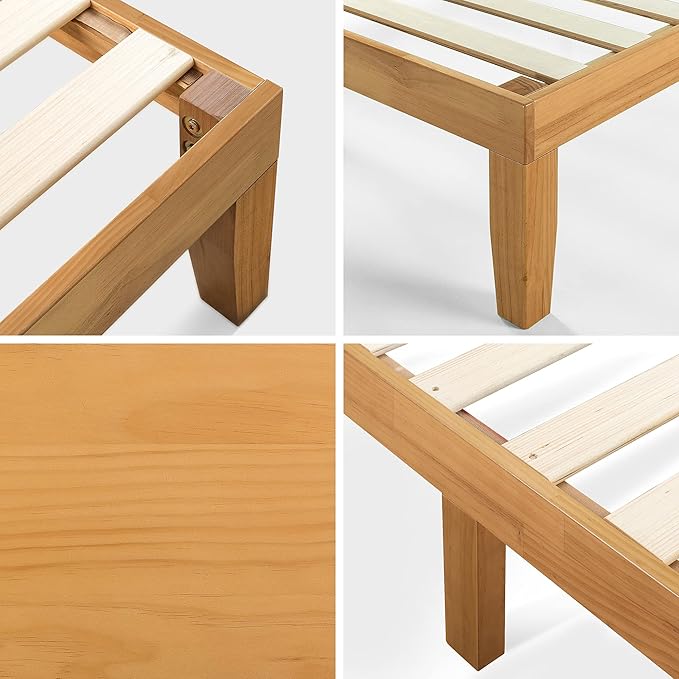 ZINUS Moiz Wood Platform Bed Frame, Wood Slat Support, No Box Spring Needed, Easy Assembly, Natural, Twin