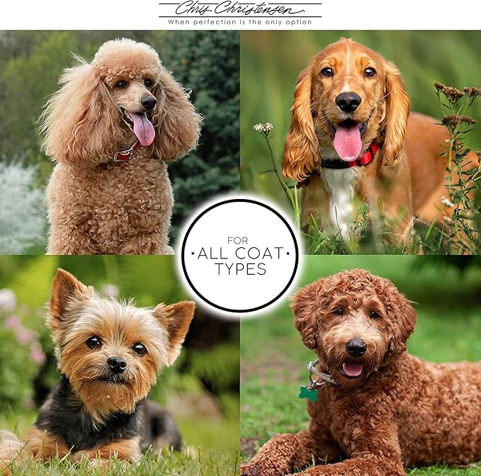 Chris Christensen Karben II Slicker Brush for Dogs, Groom Like a Professional, Ideal For All Coat Types, Remove Shedding Coat, Tangles and Dead Undercoat, 17 mm Stainless Steel Pins, Small-Mewly Pet