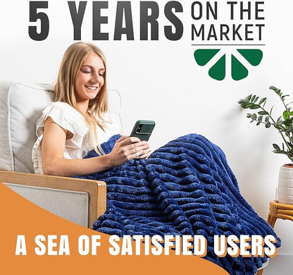GO Premium Comfy Soft Queen Blanket - Navy Blue Fleece for Couch, Bed, Living Room, Bedroom - Large (90x90 Inches)