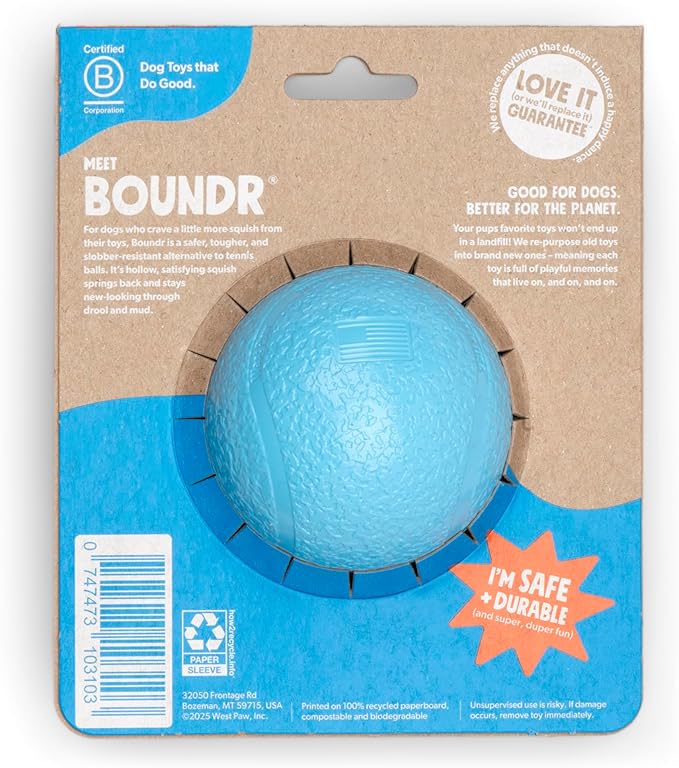WEST PAW Boundr Ball Dog Fetch Toy – Bouncing Toys for Dogs, Fetch, Catch, Chewing, Play – Floatable, Recyclable Balls – Small Aqua Blue/Dandelion Yellow 2-Pack-Mewly Pet