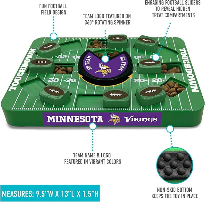 Pets First NFL Minnesota Vikings Large Puzzle Toy - New Size, Interactive Dog Treat & Slow Feeding Puzzle-Mewly Pet