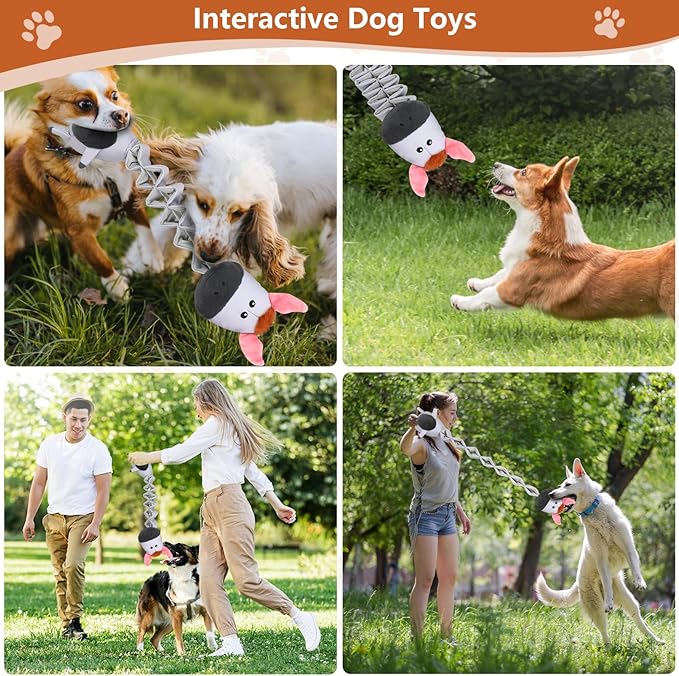 Squeaky Plush Dog Toys for Puppy Toys, Interactive Tug of War Dog Pull Toys, Stuffed Dog Pet Toys for Teething Puppy, Indoor and Outdoor Play for Small Medium Dogs and Large Dogs-Mewly Pet