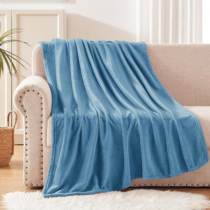 Exclusivo Mezcla Fleece Throw Blanket for Couch, Sofa, 300GSM Super Soft and Warm Blankets, Slate Blue Throw All Season Use, Cozy, Plush, Lightweight, 50x60 Inches