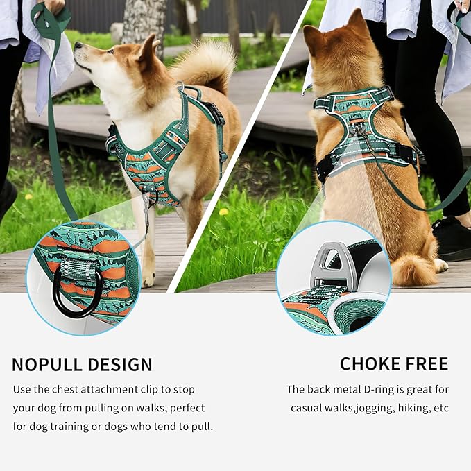 Timos No Pull Dog Harness,No Choke Front Clip Dog Reflective Harness,Adjustable Soft Padded Pet Vest with Easy Control Handle for X-Large Dogs,Wilderness,XL-Mewly Pet