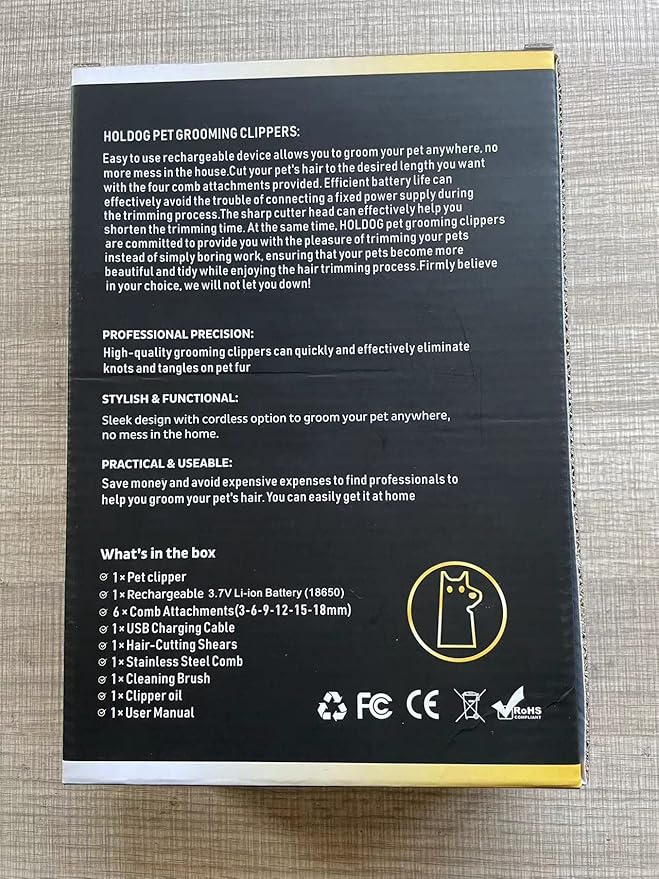 Dog Clippers Professional Heavy Duty Grooming Clipper 3-Speed Low Noise High Power Rechargeable Cordless Pet Tools for Small & Large Dogs Cats Pets with Thick Coats-Mewly Pet