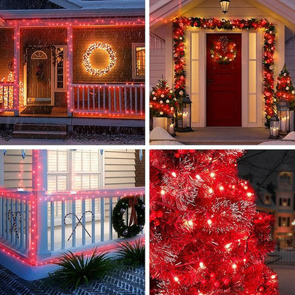 Red Christmas Lights - 100 Count Incandescent Lights with Green Wires - UL Certified, Connectable for Indoor/Outdoor Xmas, Wedding, Holiday, Party, Home Decorations