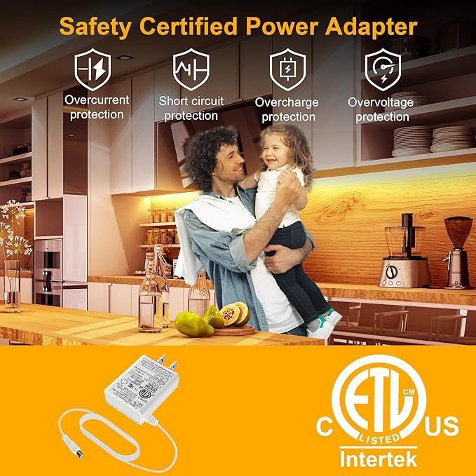 LAFULIT Under Cabinet Lighting Kit - 8 PCS 20 Inch Pre-Cut Strips, 2700K Warm White Flexible LED Strip Lights with Remote and Power Adapter for Kitchen Cabinets, Shelf, Desk, Counter - 13ft