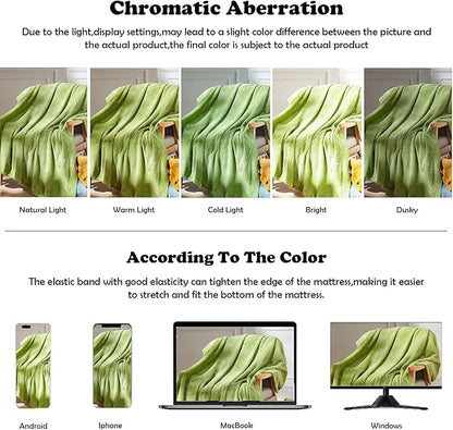 NEWCOSPLAY Super Soft Queen Blanket Green Premium Silky Flannel Fleece Leaves Pattern Lightweight Bed Blanket All Season Use (Green, Queen(90"x90"))