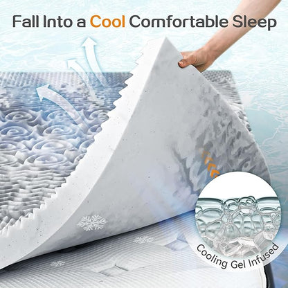 SINWEEK 1.5 Inch Mattress Topper 5-Zone Memory Foam Mattress Topper Pressure Relieve Soft Mattress Pad, CertiPUR-US Certified, Twin Size, Gray