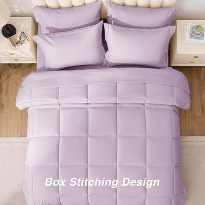 Love's cabin Twin XL Comforter Set Light Purple, 5 Pieces Twin XL Bed in a Bag, All Season Bedding Sets with 1 Comforter, 1 Flat Sheet, 1 Fitted Sheet, 1 Pillowcase and 1 Pillow Sham