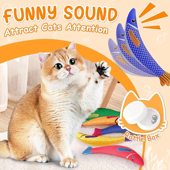 Cat Toys for Indoor Cats, 6 Pack Interactive Catnip Toys for Bored, Kitten Kicker Toy for Kitty with Sound, Cat Chew Toys for All Breeds-Mewly Pet