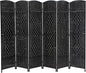 Room Divider 6 Panel Folding Privacy Divider 6 Ft Indoor Wall Divider Portable Partition Wood Screen, Black