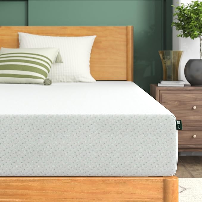 ZINUS 8 Inch Green Tea Memory Foam Mattress, King, Fiberglass Free, Patented Custom Contour Support, Sturdy Base Foam, CertiPUR-US Certified, Mattress in A Box, White