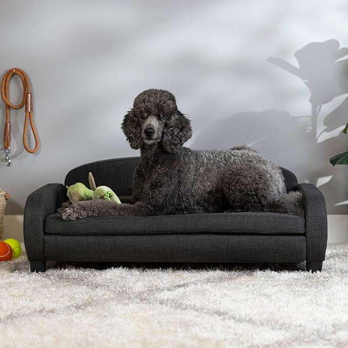 Paws & Purrs Multi-Cat Sofa Bed – 41.5″ Wide Elevated Pet Couch with 3″ Foam Mattress, Removable Machine-Washable Cover – Stylish Indoor Pet Furniture for Two or More Cats and Dogs, Gray-Mewly Pet