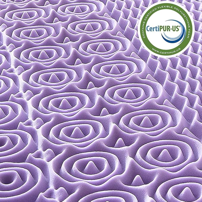 MUXHOMO 3.9 Inch 7-Zone Cal King Mattress Topper, Egg Crate Foam Mattress Topper Cal King Size for Back Pain, Lavender Cooling Gel Infused Bed Pad, CertiPUR-US and Oeko-TEX Certification (83"×71")