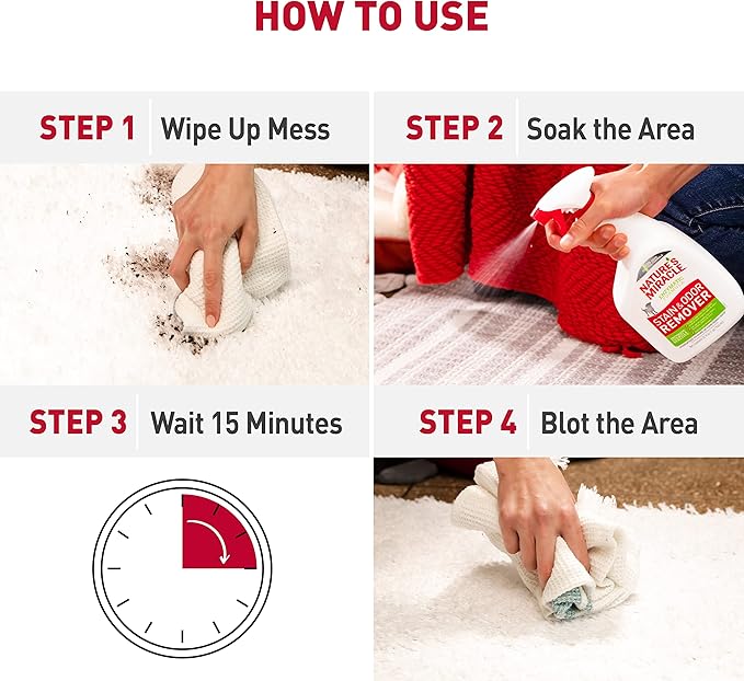 Nature's Miracle Stain and Odor Remover, Spot Stain and Pet Odor Eliminator, Enzymatic Formula, 32 Ounce Spray-Mewly Pet