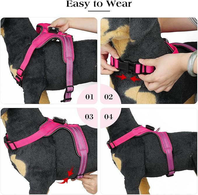 Light Up Dog Harness, Rechargeable Led Dog Harness with Battery Level Indicator, Adjustable Reflective Safety Vest for Night Walking, Soft Mesh Lighted Harness for Medium Large Dogs(5-90lbs)-Mewly Pet