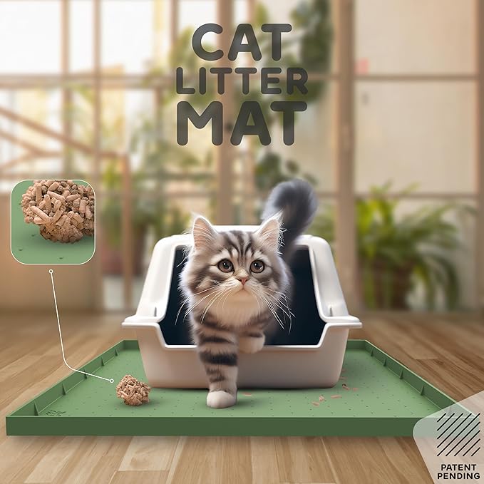 32x24x1” XL Dog Food Mat - All Purpose Under Sink Liner, Washer and Dryer Covers for The Top, Silicone Griddle Mat for Blackstone - Raised Edges Dog Mat for Food and Water Prevent Spill, Waterproof-Mewly Pet