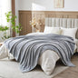 NEWCOSPLAY Super Soft King Blanket Grey Premium Silky Flannel Fleece Leaves Pattern Lightweight Bed Blanket All Season Use (Grey, King(90"x110"))