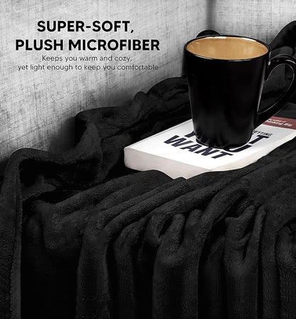 Utopia Bedding Fleece Blanket Full Size Black 300GSM Luxury Fuzzy Soft Anti-Static Microfiber Bed Blanket (90x84 Inch)