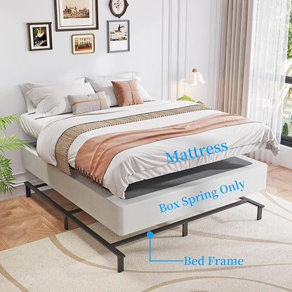 Full Box Spring, 9 Inch Metal Full Size Box Spring Only, Heavy Duty Metal Frame Mattress Foundation Support for 3000lbs, Easy Assembly, Noise Free, Non Slip
