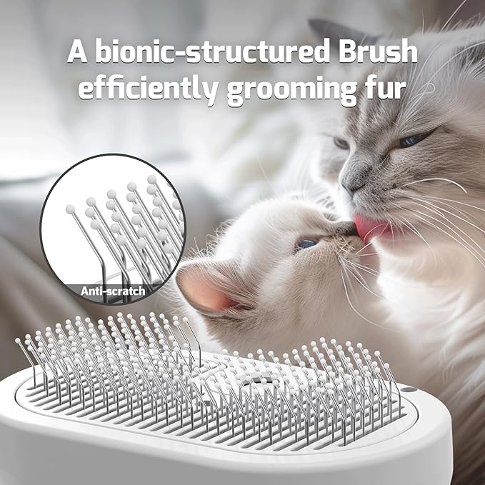 Cat Steam Brush for Shedding, 3 In 1 Steam Pet Brush Self Cleaning, Dog Brush for Long and Short Hair Dogs and Cats, Pet Grooming Comb Remove Tangled Loose Hair, Type-C Fast Charging (White)-Mewly Pet