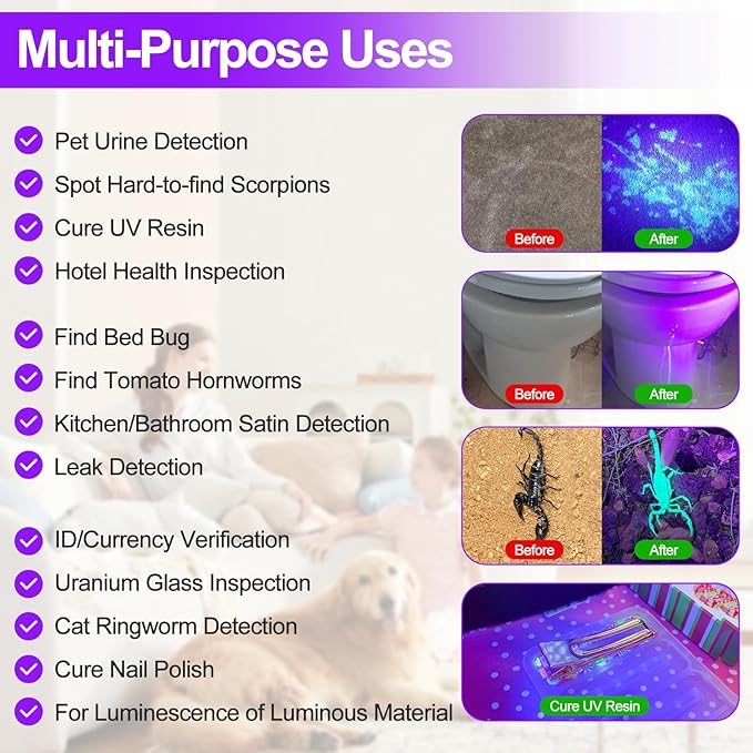 Black Light UV Flashlight,Vansky Blacklight 12 LED Urine Detector For Dog/Cat/Pet Urine & Dry Stains and Bed Bug On Carpets/Rugs/Floor,Matching with Pet Odor Eliminator-Mewly Pet