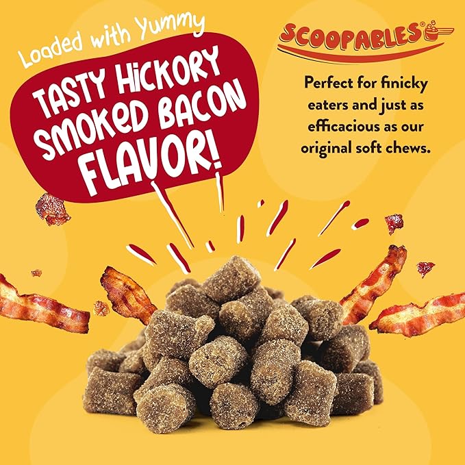 NaturVet Scoopables Advanced Probiotics for Dogs - Chewable Dog Probiotics & Digestive Enzymes - Support a Healthy Gut for Your Pet - Hickory Smoked Bacon Flavor | 11oz Bag-Mewly Pet