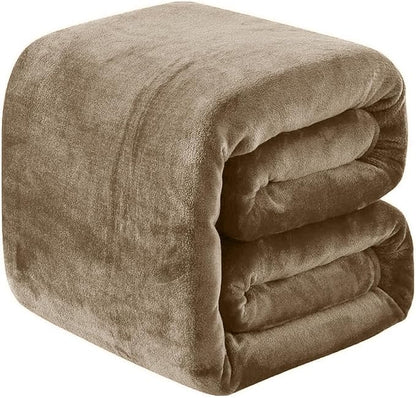 Fleece Blankets for All Season - Premium Lightweight Anti-Static Throw for Travel Size Bed Extra Soft Brush Fabric Warm Sofa Thermal Blanket 51" x 60"(Taupe)