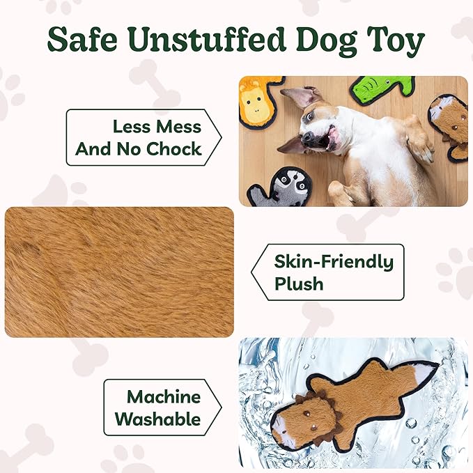 SHARLOVY No Stuffing Dog Toys Crinkle Squeaky, Long Lasting Chews for Aggressive, Durable Plush Dog Puppy Chew Toys for Teething, with 6 Tough Layers for Small Medium Large Breed-Mewly Pet