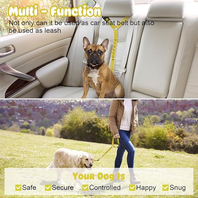 BWOGUE Pet Dog Cat Seat Belts, Car Headrest Restraint Adjustable Safety Leads Vehicle Seatbelt Harness (1 Pack)-Mewly Pet