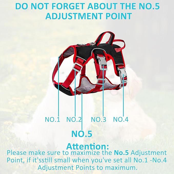 Escape Proof Dog Harness, No Pull Reflective Adjustable Vest with Easy Control Lift Handle, No Choke Soft Padded Breathable Full Body Pet Harness for Walking Hiking and Training (Red, Small)-Mewly Pet