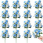 Zeyune 16 Bunches 12 Inch Artificial Mini Rose Bouquet 160 Heads Bridal Flower Bouquets Fake Silk Rose Bulk for Wedding Bridal Shower Christmas Home Office Garden Decoration(White and Blue)