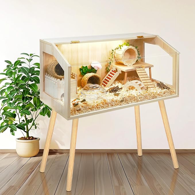 Prolee Hamster Cage with Legs, Guinea Pig Cages Chew Proof, Hamster House, Hamster Cages and Habitats, 32" L x 16" W x 40" H-Mewly Pet