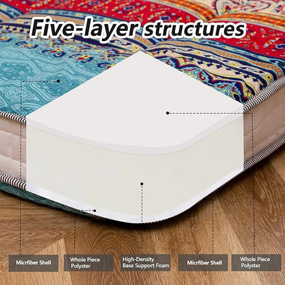 MAXYOYO Full Size Futon Floor Mattress Shikibuton Sleeping Mats for Adults, Floor Futon with High-Density Foam, Portable Mattress for Living Room, Guest Room, Bohemian A