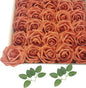 Artificial Rose Flowers 25pcs, Orange Foam Fake Rose Faux Flower for Wedding Bouquets Bridal Shower Centerpieces Floral Arrangements Home Decorations Party Backdrops Table