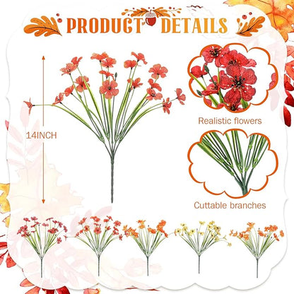 Lyrow 100 Bundles Violet Artificial Flowers, UV Resistant Faux Silk Flowers Outdoor, Fake Violet Bulk for Front Porch Hanging Garden Courtyard Farmhouse Home (Autumn Color System)
